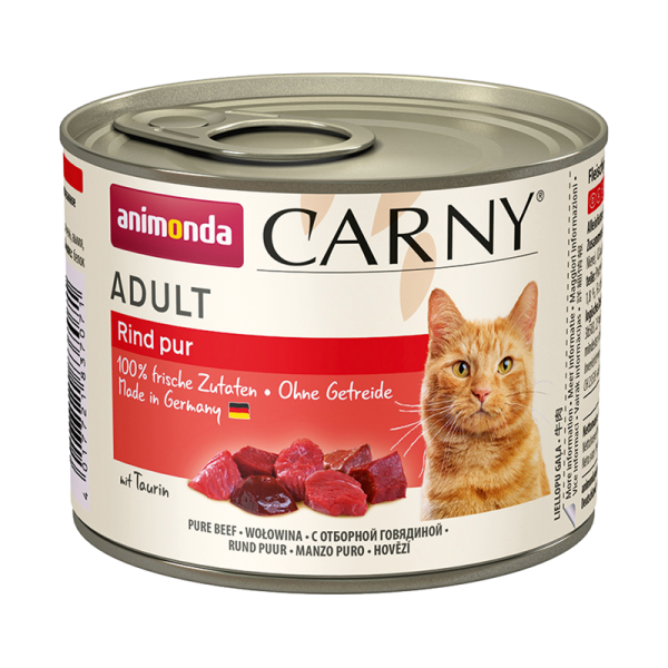 Animonda Cat Dose Carny Adult Rind pur 200g, Alleinfuttermittel für ausgewachsene Katzen