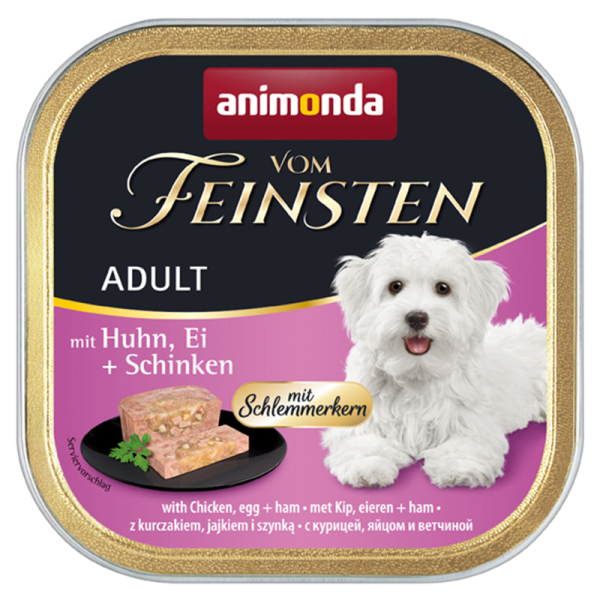 Animonda Dog Vom Feinsten Schlemmerkern mit Huhn, Ei & Schinken 150g, Alleinfuttermittel für ausgewachsene Hunde