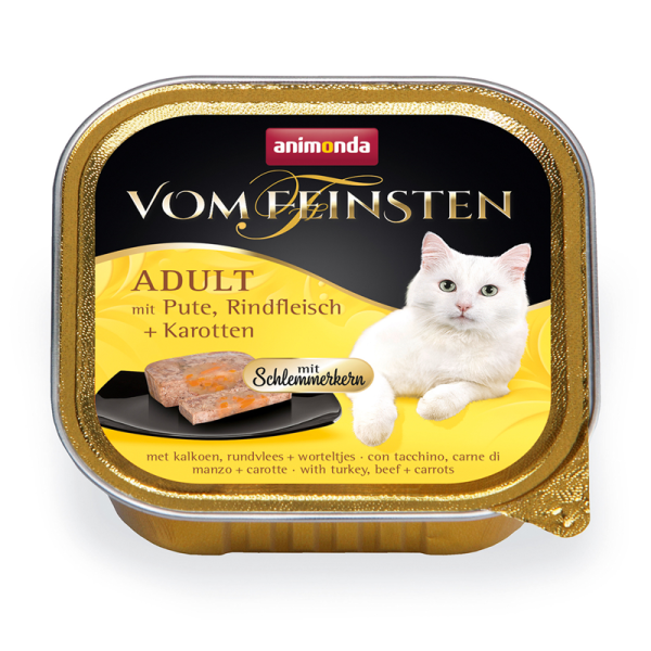 Animonda Cat Vom Feinsten mit Schlemmerkern mit Pute, Rindfleisch & Karotten 100g, Alleinfuttermittel für ausgewachsene Katzen