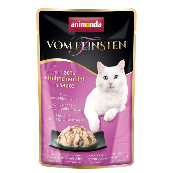 Animonda Cat Portionsbeutel vom Feinsten mit Lachs&Hühnerfilet 50g, Ergänzungsfuttermittel für ausgewachsene Katzen