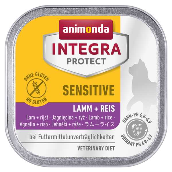 Animonda Cat Schale Integra Protect Sensitiv mit Lamm & Reis 100g, Diätalleinfuttermittel zur Minderung von Nährstoffunverträglichkeiten bei Katzen