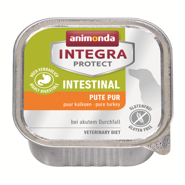 Animonda Dog Schale Integra Protect Intestinal Pute pur150g, Diätalleinfuttermittel zur Linderung akuter Resorptionsstörungen des Darms bei Hunden