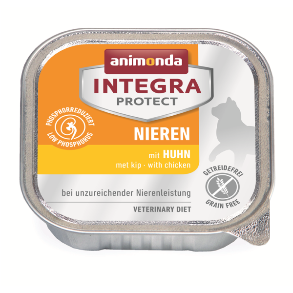 Animonda Cat Schale Integra Protect Niere mit Huhn 100g, Diätalleinfuttermittel für Katzen zur Unterstützung der Nierenfunktion bei chronischer Niereninsuffizenz