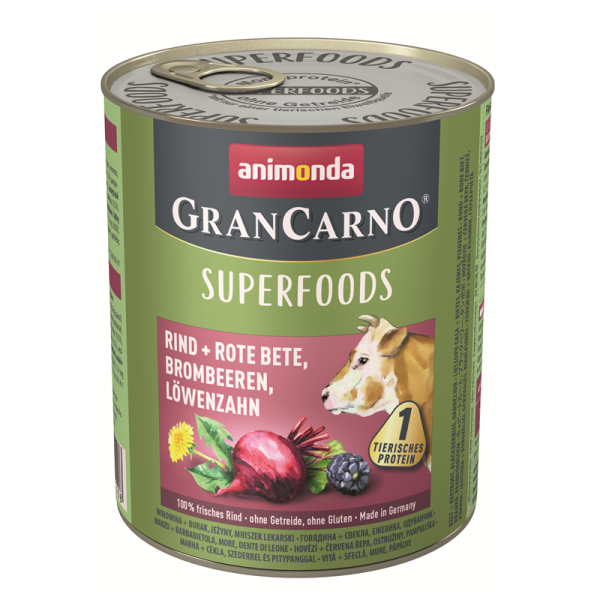 Animonda Dog Dose GranCarno Adult Superfood Rind + Rote Beete 800g, Alleinfuttermittel für ausgewachsene Hunde