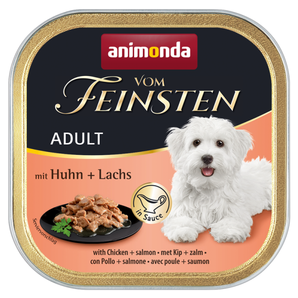 Animonda Dog Vom Feinsten Adult mit Huhn + Lachs 150g, Alleinfuttermittel für ausgewachsene Hunde
