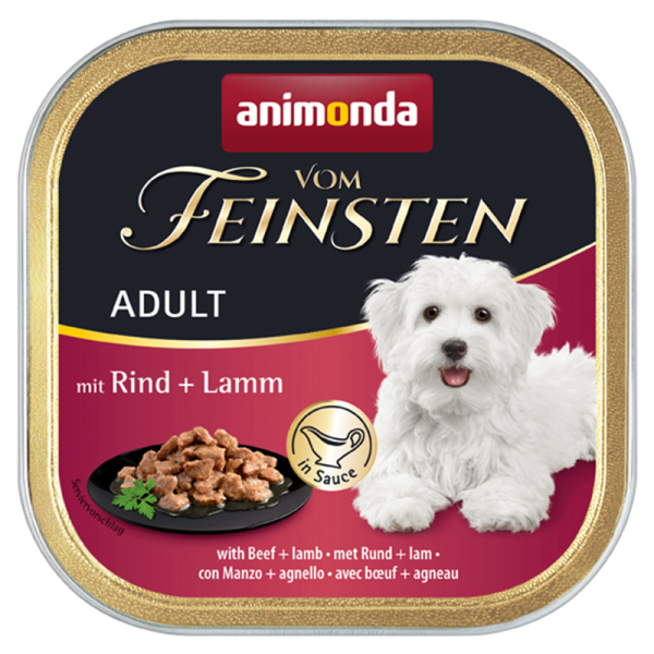 Animonda Dog Vom Feinsten Adult mit Rind + Lamm 150g, Alleinfuttermittel für ausgewachsene Hunde