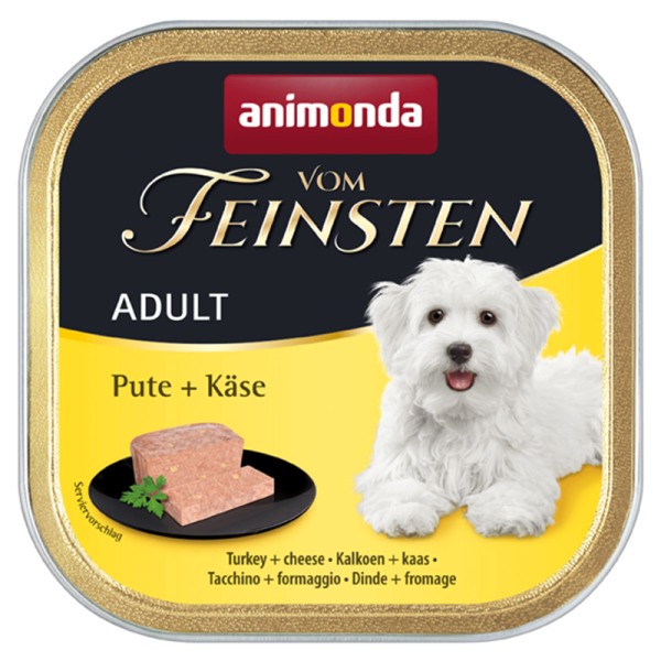 Animonda Dog Vom Feinsten Adult Pute & Käse 150g, Alleinfuttermittel für ausgewachsene Hunde