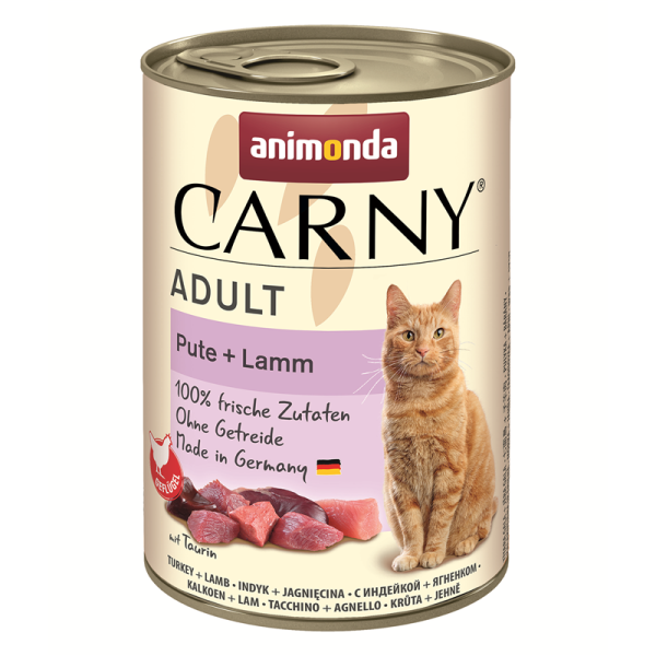 Animonda Cat Dose Carny Adult Pute & Lamm 400g, Alleinfuttermittel für ausgewachsene Katzen