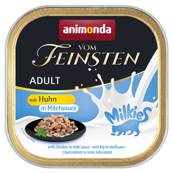 Animonda Cat Vom Feinsten mit Huhn in Milchsauce 100g, Alleinfuttermittel für ausgewachsene Katzen