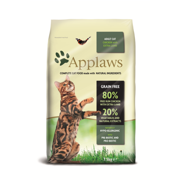 Applaws Katze Trockenfutter Hühnchen mit Lamm 7,5 kg, Ein Premium Trockenfutter für Ihre Katze mit einem hohen Fleischanteil und 100% getreide Frei.