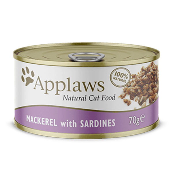 Applaws Nassfutter Makrele und Sardinen 70 g, Ergänzendes Premium-Nassfutter für Katzen