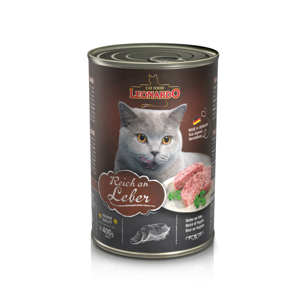 LEONARDO Adult Reich an Leber 400 g, Typischer Lebergeschmack ist besonders bei Katzen mit Vorliebe für Innereien eine willkommene Abwechslung.