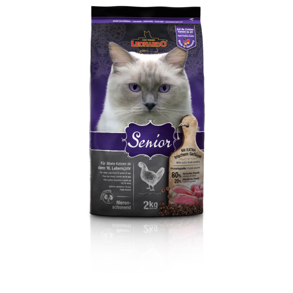 LEONARDO Senior 2 kg, Trockenfutter für ältere Katzen ab dem zehntenLebensjahr