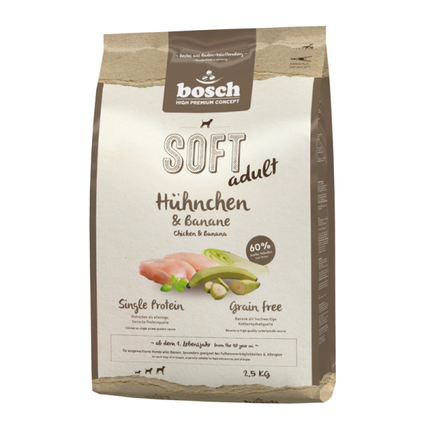 Bosch HPC Soft Hühnchen & Banane 2,5kg, Alleinfuttermittel für Hunde