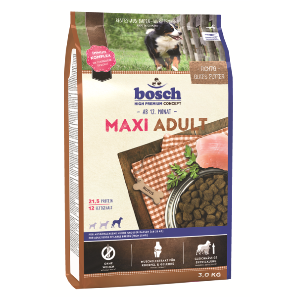 Bosch Adult Maxi 3 kg, Alleinfuttermittel für ausgewachsene große Hunde