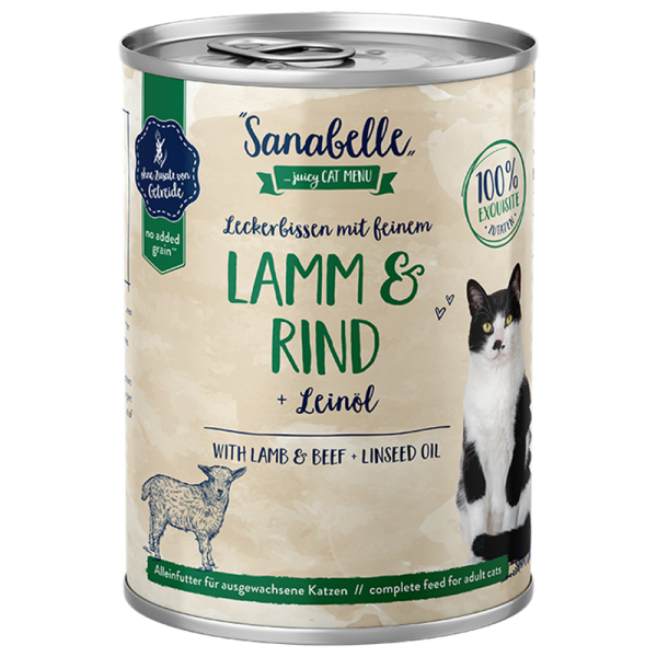 Sanabelle Nassfutter mit Lamm & Rind 400 g, Nassfutter für Katzen