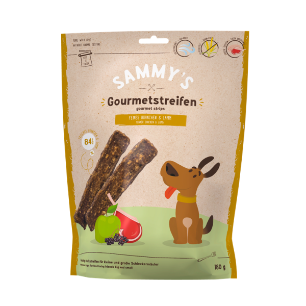 Sammys Gourmetstreifen Hühnchen & Lamm 180 g, Nahrungsergänzungsmittel für Hunde