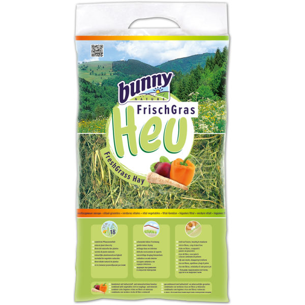 Bunny FrischGras Heu Vital-Gemüse 500 g, Mischfuttermittel für Zwergkaninchen und Nagetiere