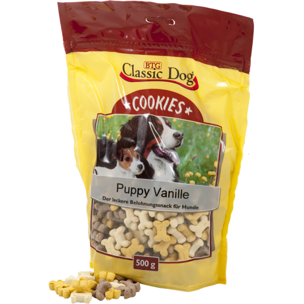 Classic Dog Snack Cookies Puppy Vanille 500g, Ergänzungsfutter für junge Hunde