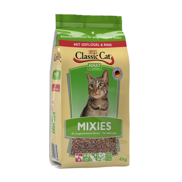 Classic Cat Trockenahrung Mixies mit Geflügel und Rind 4kg, Natürliches und ausgewogenes Alleinfuttermittel für ausgewachsene Katzen