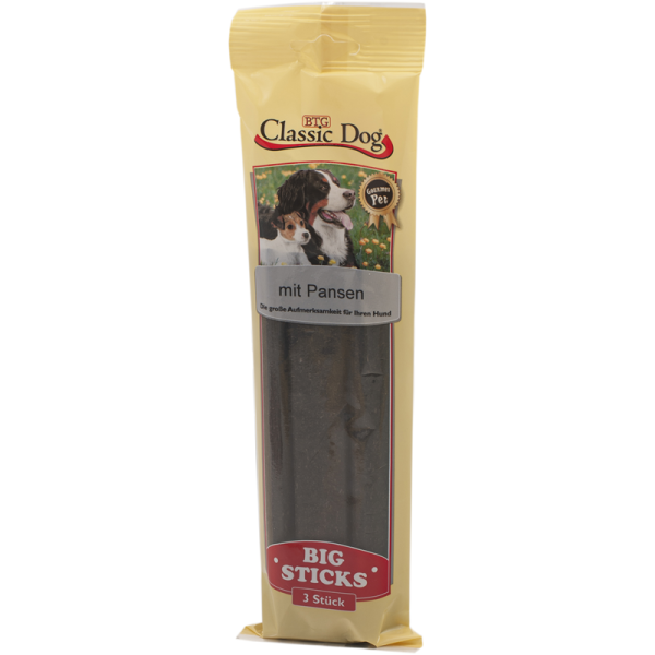 Classic Dog Snack Big Sticks mit Pansen 3er Pack, Ergänzungsfuttermittel für Hunde