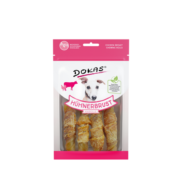 Dokas Hunde Snack Hühnerbrust Kaurolle 90 g, Nahrungsergänzungsmittel für Hunde