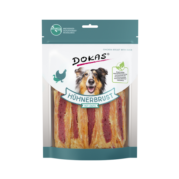 Dokas Hunde Snack Hühnerbrustfilet mit Ente 220 g