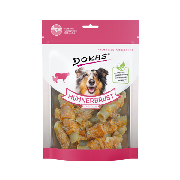 Dokas Hunde Snack Hühnerbrust Kaurolle 250 g