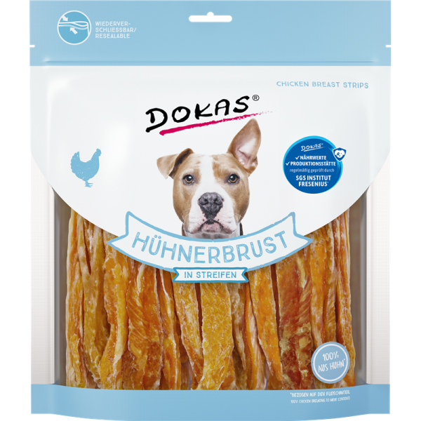 Dokas Hunde Snack Hühnerbrust in Streifen 500g, Nahrungsergänzungsmittel für Hunde