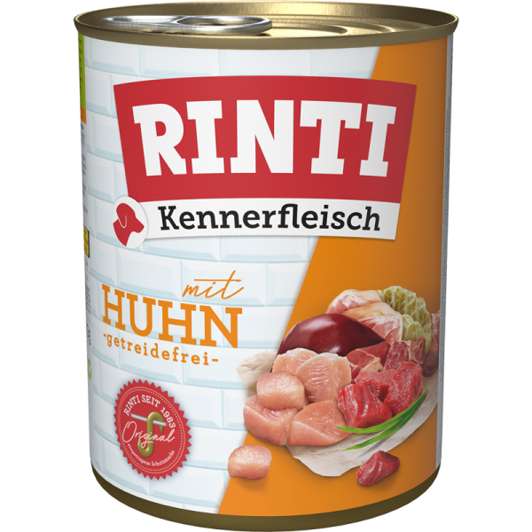 Rinti Kennerfleisch Huhn 800g, Alleinfuttermittel für Hunde.