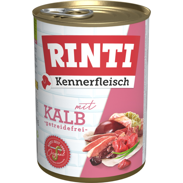 Rinti Kennerfleisch Kalb 400g, Alleinfuttermittel für Hunde.