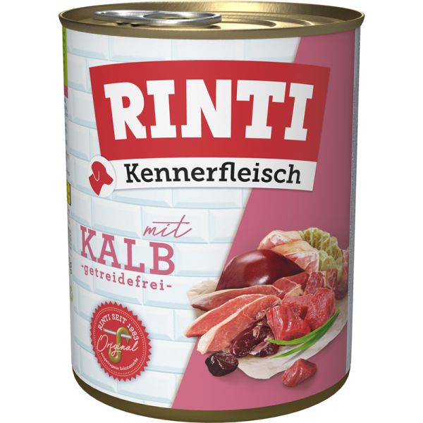 Rinti Kennerfleisch Kalb 800g, Alleinfuttermittel für Hunde.