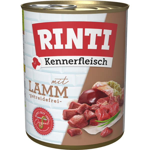 Rinti Kennerfleisch Lamm 800g, Alleinfuttermittel für Hunde.