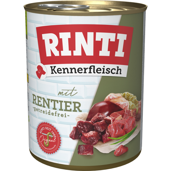 Rinti Kennerfleisch Rentier 800g, Alleinfuttermittel für Hunde.
