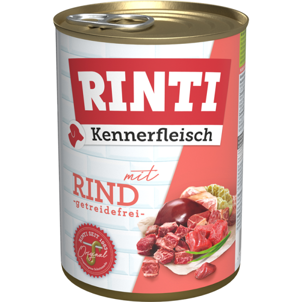 Rinti Kennerfleisch Rind 400g, Alleinfuttermittel für Hunde.