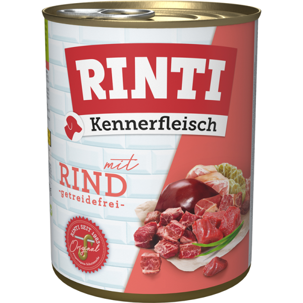 Rinti Kennerfleisch Rind 800g, Alleinfuttermittel für Hunde.