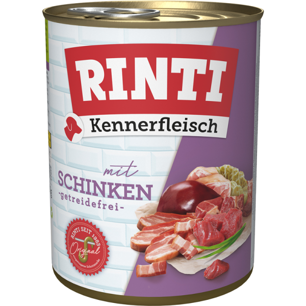 Rinti Kennerfleisch Schinken 800g, Alleinfuttermittel für Hunde.