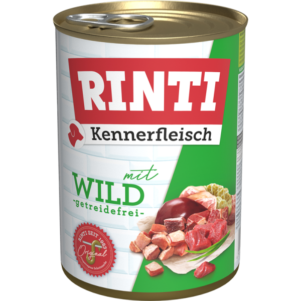 Rinti Kennerfleisch Wild 400g, Alleinfuttermittel für Hunde.