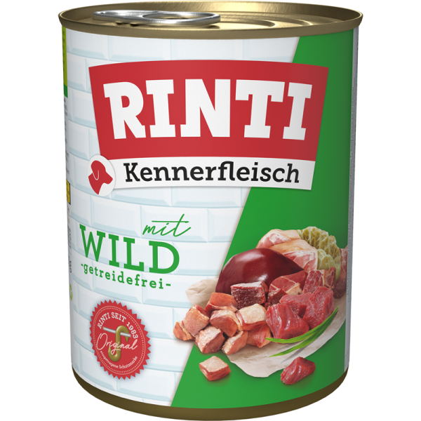 Rinti Kennerfleisch Wild 800g, Alleinfuttermittel für Hunde.