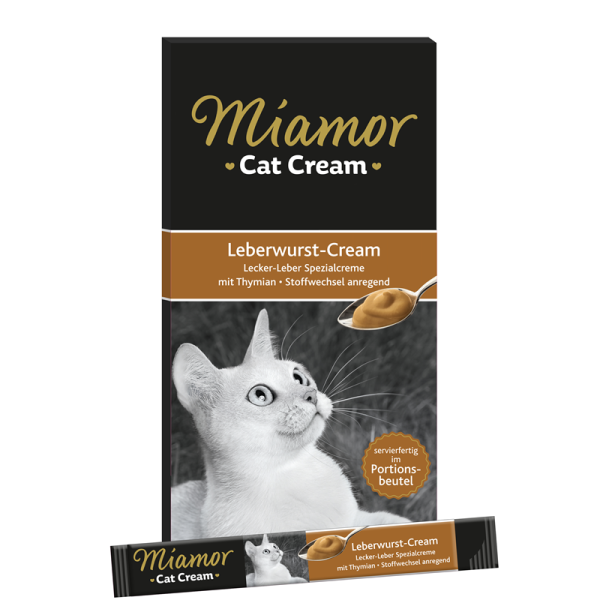 Miamor Cat Snack Leberwurst-Cream  6x15g, Ergänzungsfuttermittel für Katzen