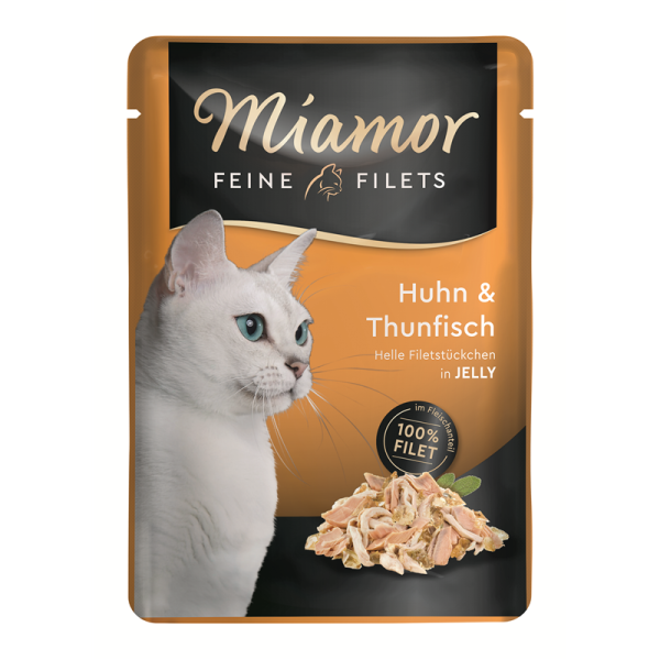 Miamor Feine Filet Huhn & Thunfisch 100g, Filet-Spezialität für anspruchsvolle Katzen