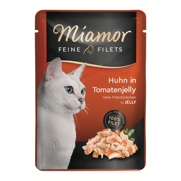 Miamor Feine Filets Huhn in Tomatenjelly 100g, Filet-Spezialität für anspruchsvolle Katzen