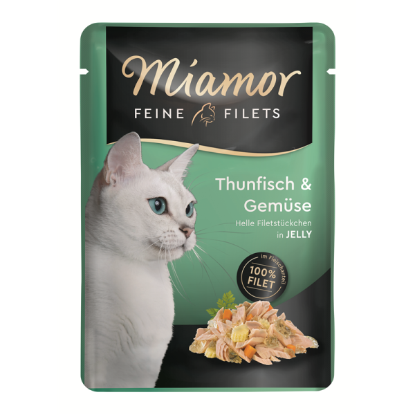 Miamor Feine Filet Thunfisch & Gemüse 100g, Filet-Spezialität für anspruchsvolle Katzen