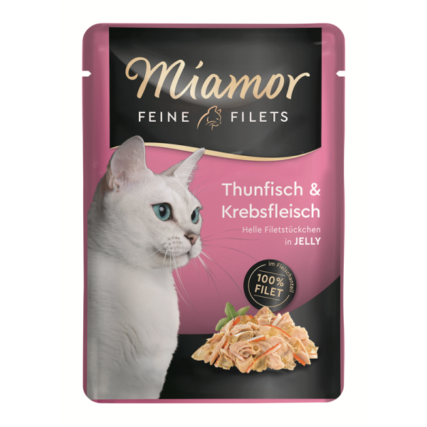Miamor Feine Filet Thunfisch & Krebs 100g, Filet-Spezialität für anspruchsvolle Katzen