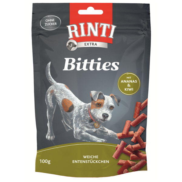 Rinti Snack Bitties Ente & Kiwi & Ananas 100g, Leckerer kleiner Kausnack für alle Hunde