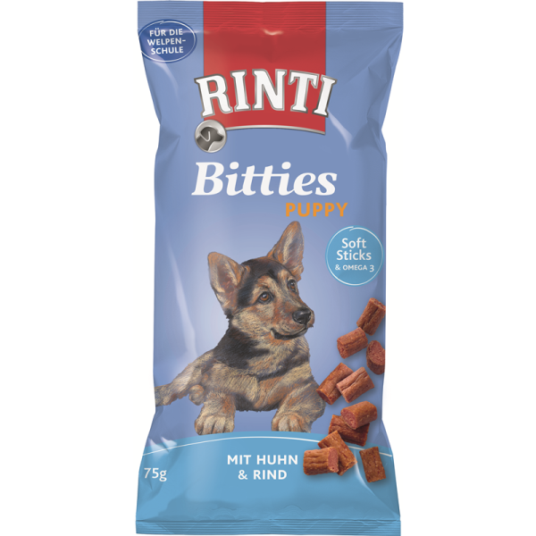 Rinti Snack Bitties Puppy Huhn & Rind 75g, Trainingsbits für Welpen