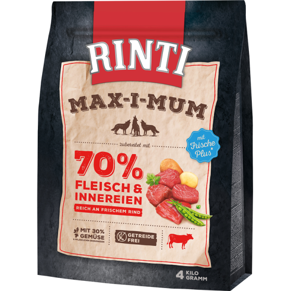 Rinti Max-i-mum Rind 4kg, Alleinfuttermittel für ausgewachsene Hunde.