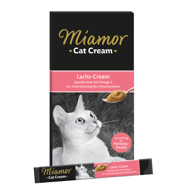 Miamor Cat Snack Lachs-Cream 6x15g, Ergänzungsfuttermittel für Katzen.