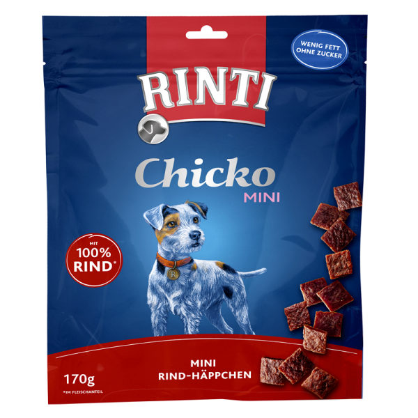 Rinti Chicko Mini - Kleine Stückchen aus Rind  im Vorratspack, Ergänzungsfuttermittel für Hunde