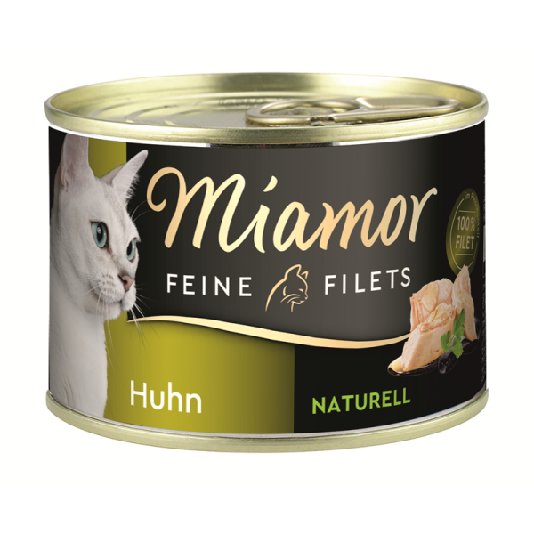 Miamor Feine Filets Naturell Huhn 156g Dose, Ergänzungsfuttermittel für Katzen.